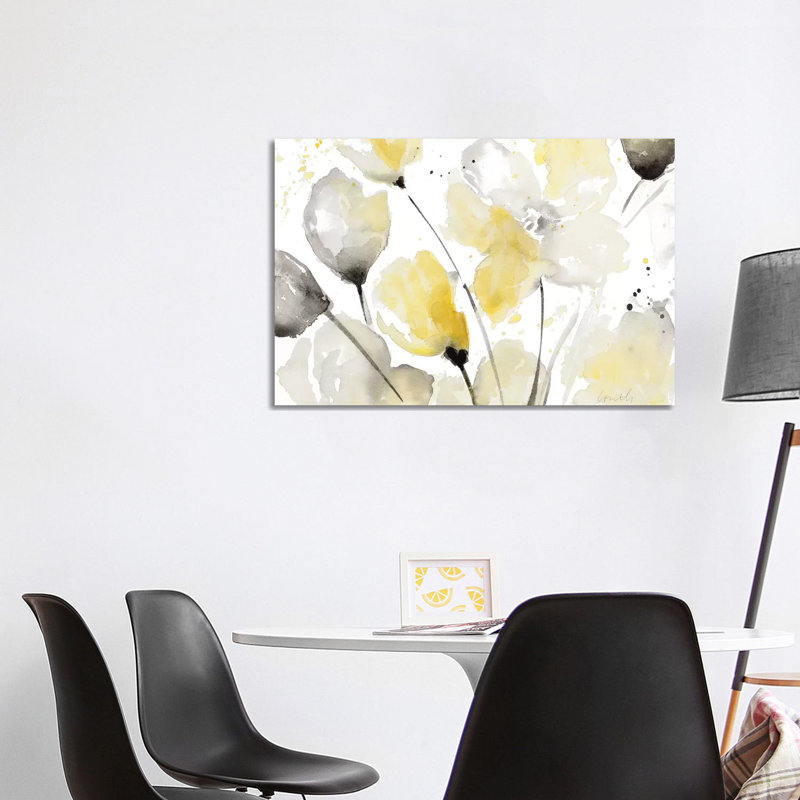 Reproduction d’art abstrait floral neutre II par Lanie Loreth, Pas de tapis, H 26 po x l 40 po x 1,5 po, Toile tendue