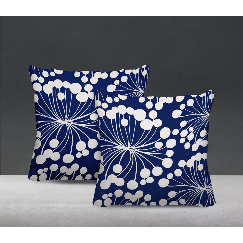 Housse et insert de coussin décoratif intérieur / extérieur en mélange de polyester, L 15 po x H 15 po, Bleu marine