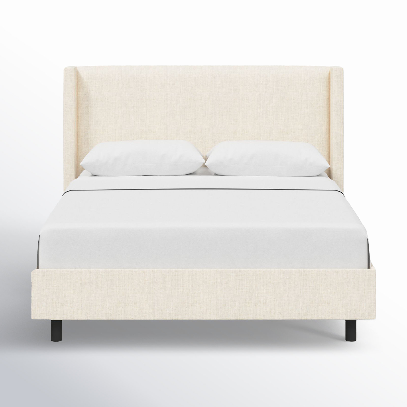Hanson Upholstered Wingback Bed, King, Classic Talc Linen