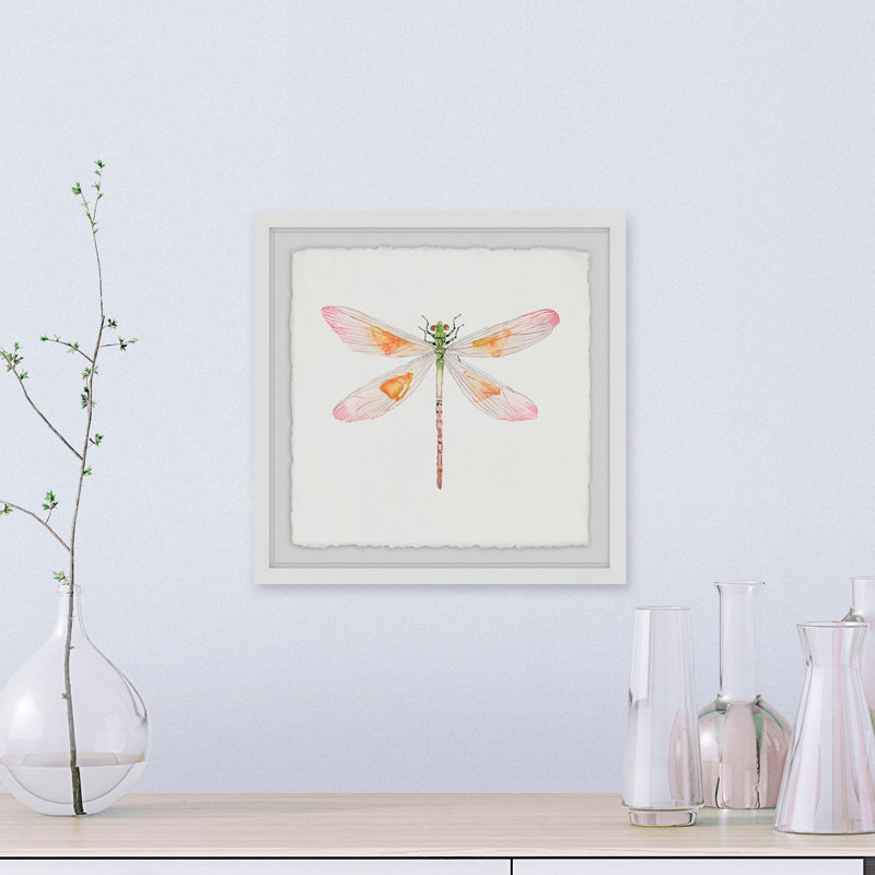 « translucide libellule », reproduction de peinture à l’aquarelle encadrée, H 18 po x l 18 po
