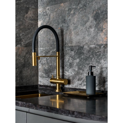 Brushed Gold 3 Way Reverse Osmosis Water Filter & Pull Out Dual Spray Kitchen Faucet