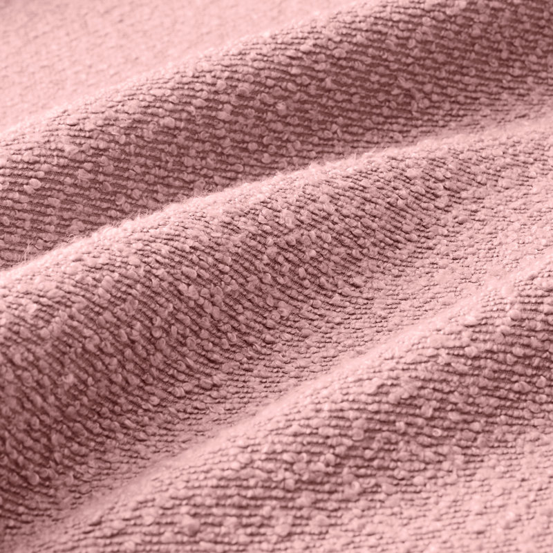 4 places en tissu bouclé rose, en forme de U avec coussins de dossier en forme de coquillage et de dossier moelleux, repose-pieds à ressorts