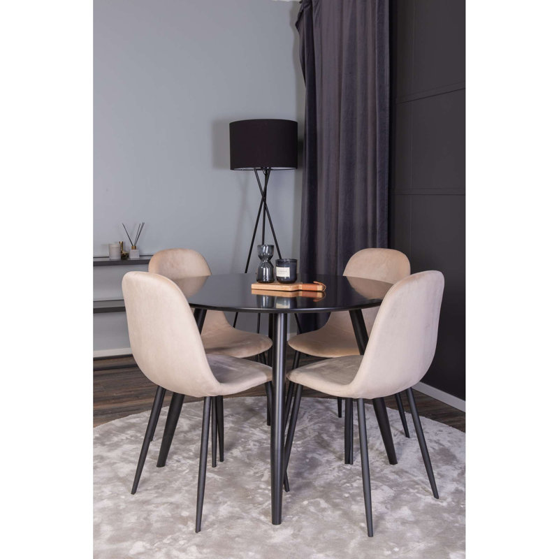 Duneany 4 - Person Dining Set, 88" H x 44" W x 53" D, Beige/Black