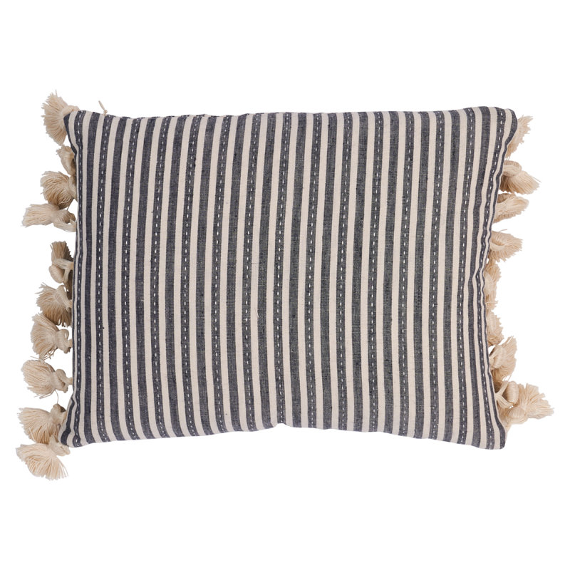Mathis Ticking Stripe Pillow, Carbon, 16" x 12"