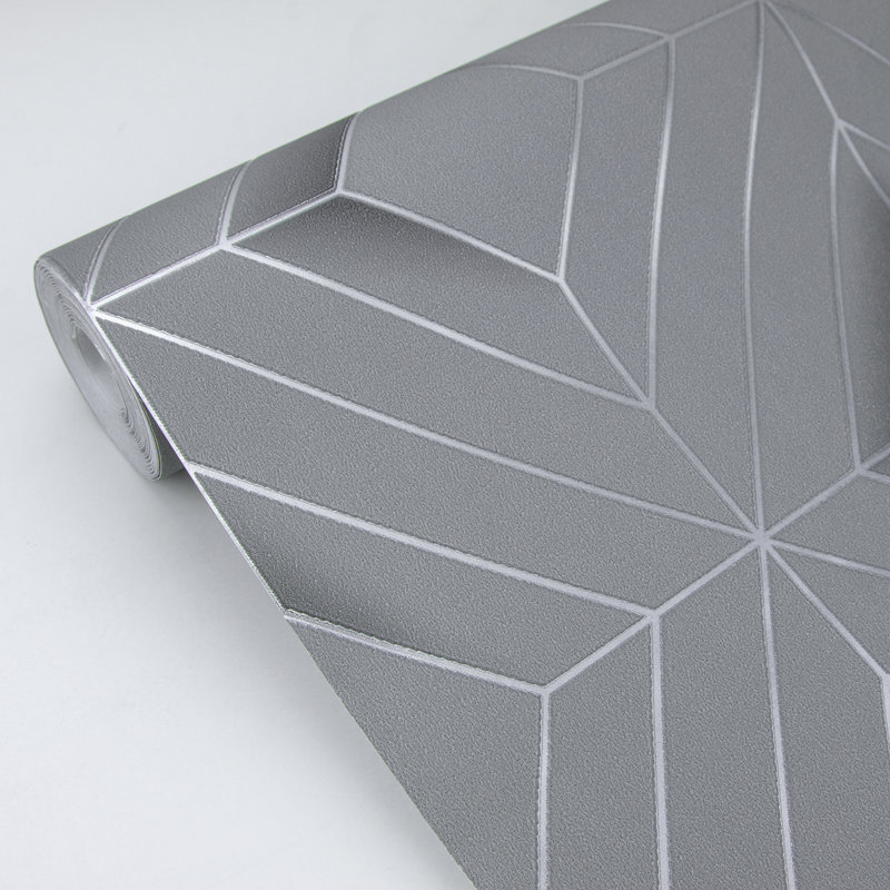 Rouleau de papier peint à motif de losanges Dallas L 33 pi x l 20,9 po Dallas, Gris