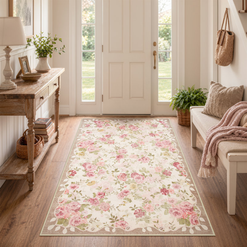 Tapis à motif floral Kaldi, Beige, Rectangulaire 3 pi x 5 pi