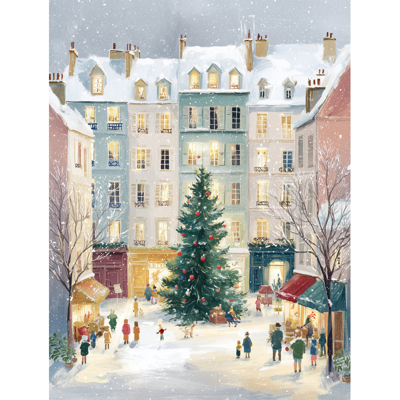 «Winter Market Christmas Tree», art mural sur toile tendue, 16 po x 24 po