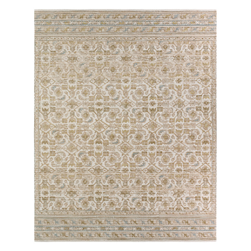 Tapis rectangulaire en laine touffeté à la main brun / or Karthik, Rectangle 8 pi x 10 pi