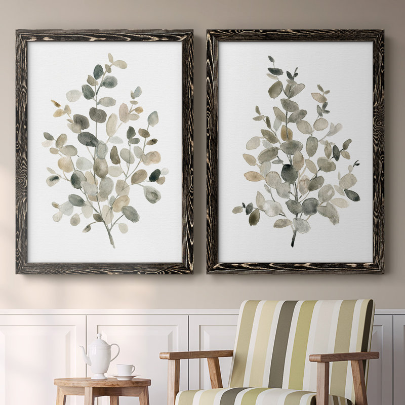Neutre Eucalyptus I-Premium, toile encadrée - prête à être accrochée, H 36,5 po x l 53 po, Noir
