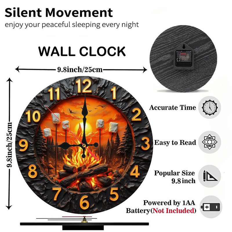 Campfire Sunset Marshmallows Clock