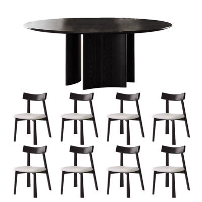 Modern light luxury round dining table and chair