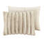 3 pièces d'édredon en fausse fourrure taupe, devant luxueux en fourrure lisse, rembourrage pour plus de chaleur et de confort, housse de taie décorative superposée