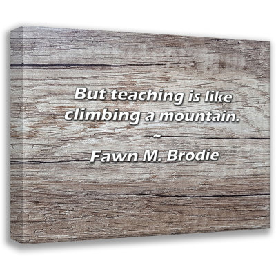 Fawn M. Brodie Quote: But teaching is like climbing a mountain.