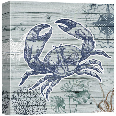 «Marine Lifes In The Sea Crab Swims in Ocean», reproduction sur toile tendue