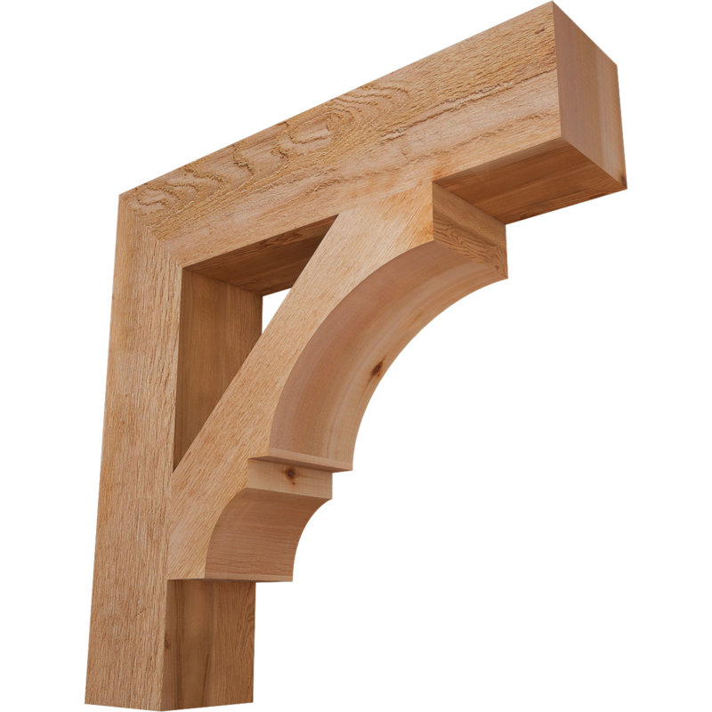 Balboa H W D Wood Bracket / Corbel, Rough Sawn Western Red Cedar, 6" W x 28" D x 28" H