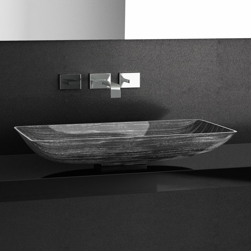Nek 24.41'' L Bathroom Sink, Black Silver