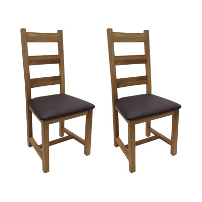 Marley 48 cm H Genuine Leather Ladder Back Dining Chair