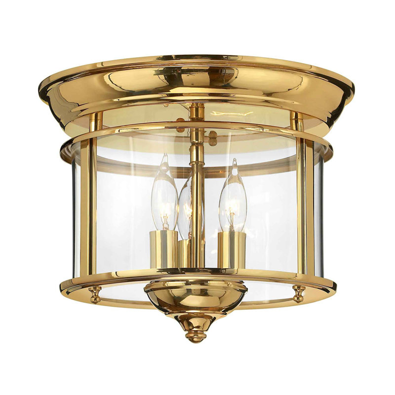 Barwood Glass Flush Mount, Polished Brass