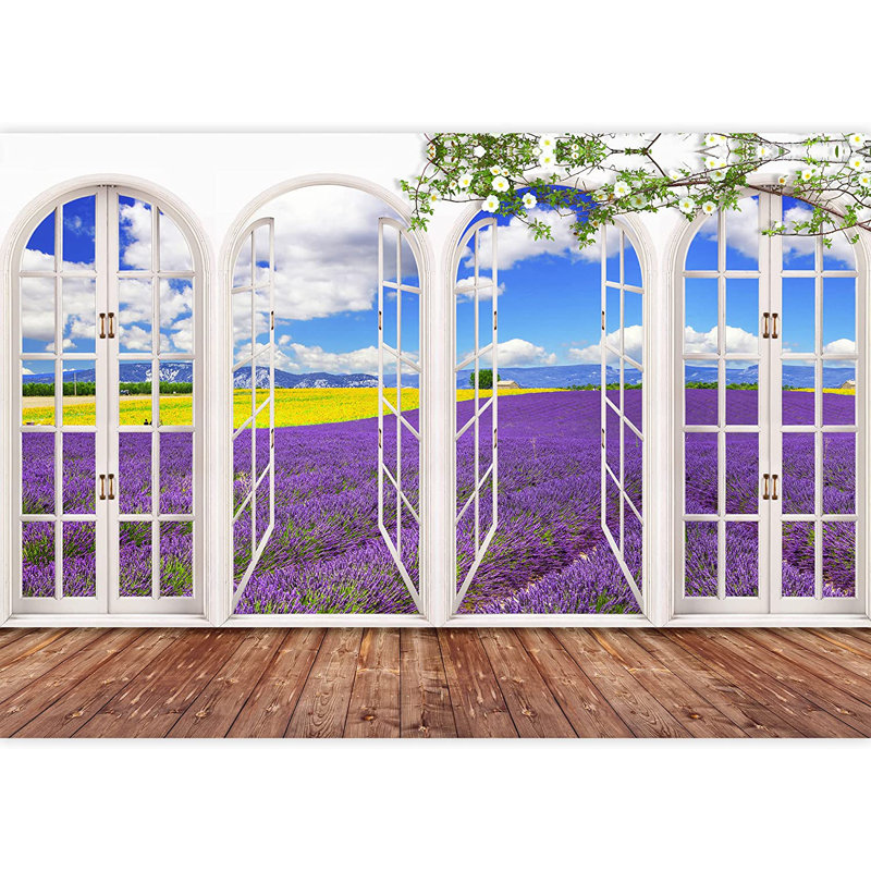 Adhésif mural fenêtre vue de la nature, L 100 po x L 144 po
