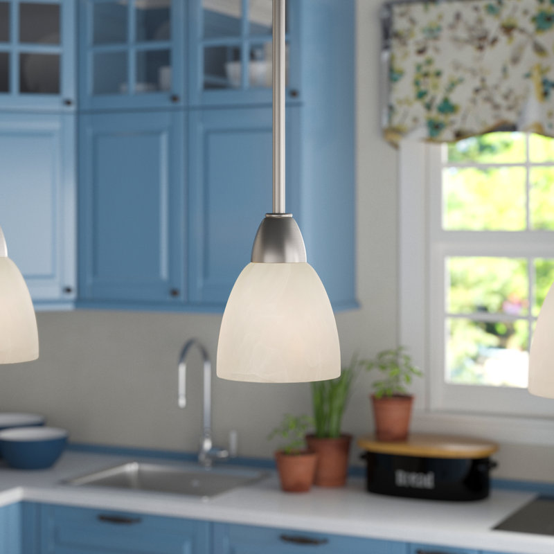 Luminaire suspendu en forme de cloche à 1 lumière Jefferson, Nickel brossé