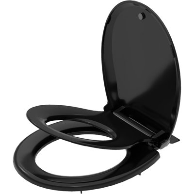 Siège de toilette rond à fermeture en douceur avec siège d'entraînement amovible, charnières à dégagement rapide pour un nettoyage facile, conception à fermeture lente et antidérapante, installation facile