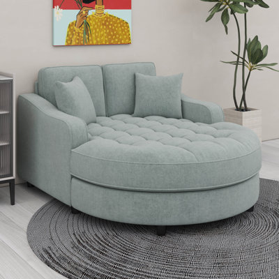Méridienne surdimensionnée courbée et rembourrée en chenille capitonnée et rembourrée avec coussins de siège