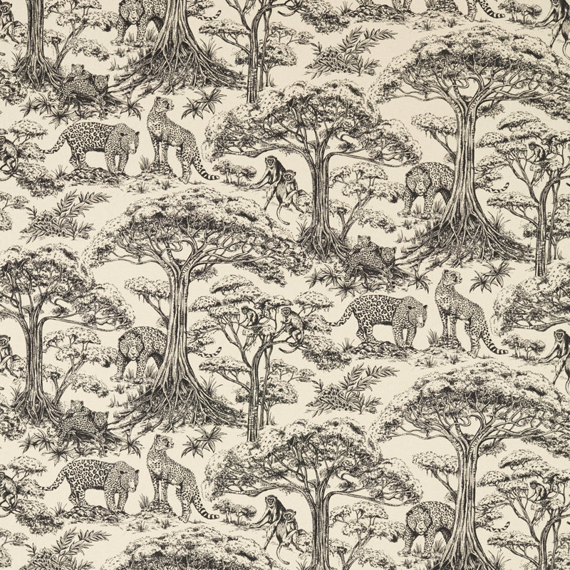 Kisumu Cotton Blend Fabric, Noir/Linen