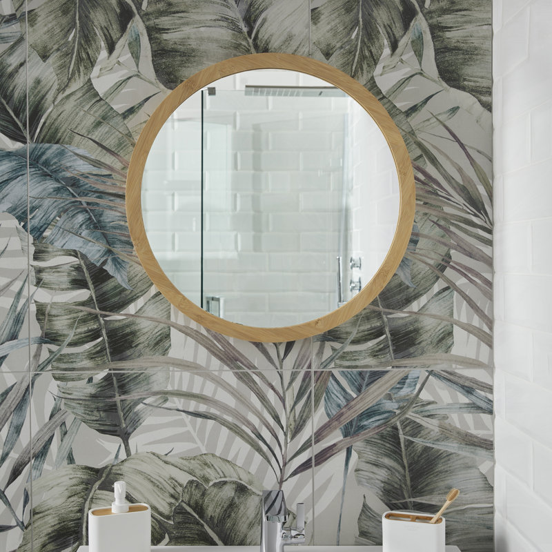 Caspar Wood Flat Wall Mirror, 60 cm H x 60 cm W