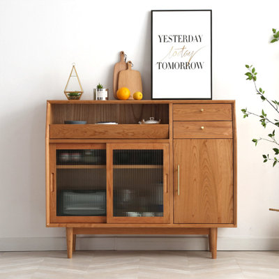 Glass Sliding Door Brass Buffet Table