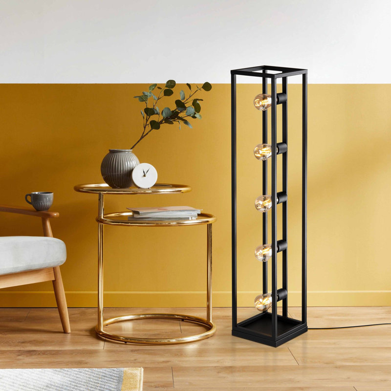 Industrial Floor Lamp, Black Metal Body, 8.3 x 8.3 x 40.2 inches | 250 cm Cable with On/Off Switch | Socket Type: 5 x E27 Max 40W | Perfect for Modern Home Décor & Minimalist Spaces, Stylish & Functional Design