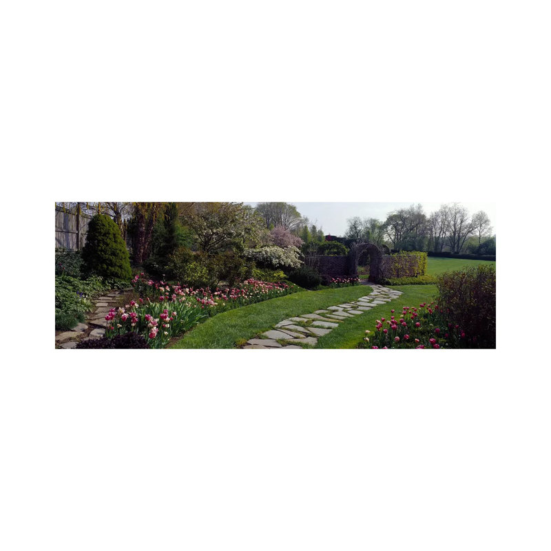 Flowers In A Garden - Wrapped Canvas Panoramic Print, 30.48 cm H x 91.44 cm W x 1.91 cm D
