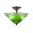Semi-Flush, 2 Bulbs Shown In Bronze Finish With 16″ Teal Crystal Glass-195847986-195847987
