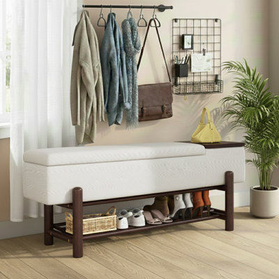 Banc de rangement moderne et minimaliste avec compartiments cachés pour le vestibule