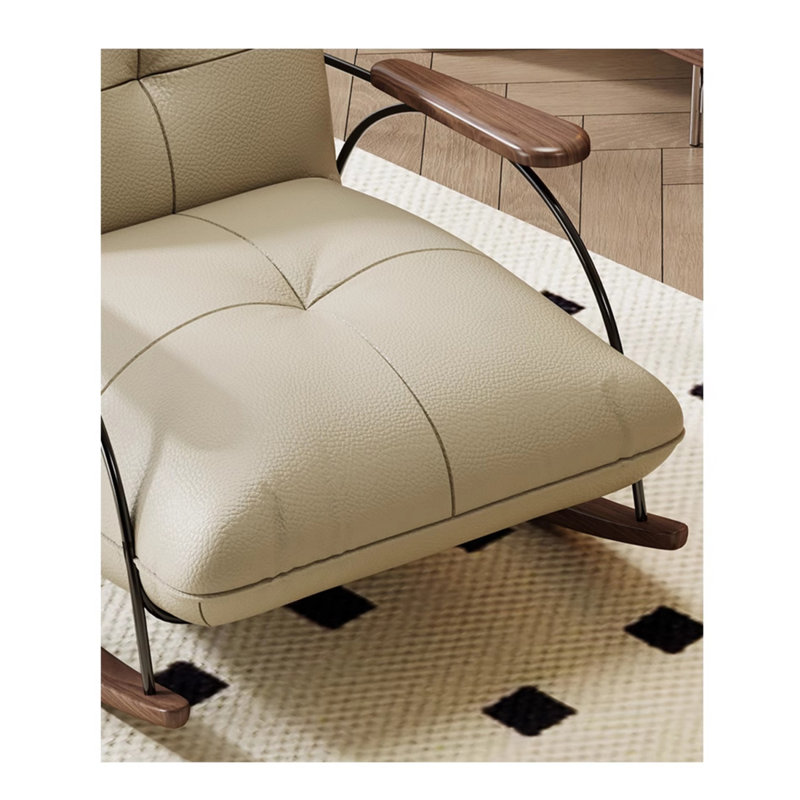 Chaise en similicuir de qualité supérieure noyer, Blanc cassé / blanc