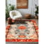 Tapis en coton et polyester à imprimé numérique Larissa Collection - rouge rouille-1091600280