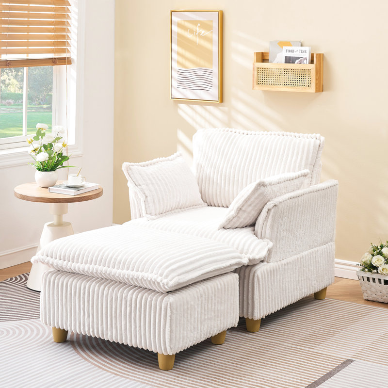 Canapé confortable en velours côtelé relaxant avec coussins détachables et pliables, Beige