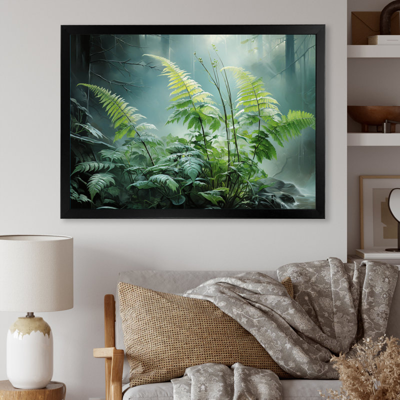 " Ferns Romantic Impression III ", H 16 po x l 32 po x P 1 po, Cadre simple noir