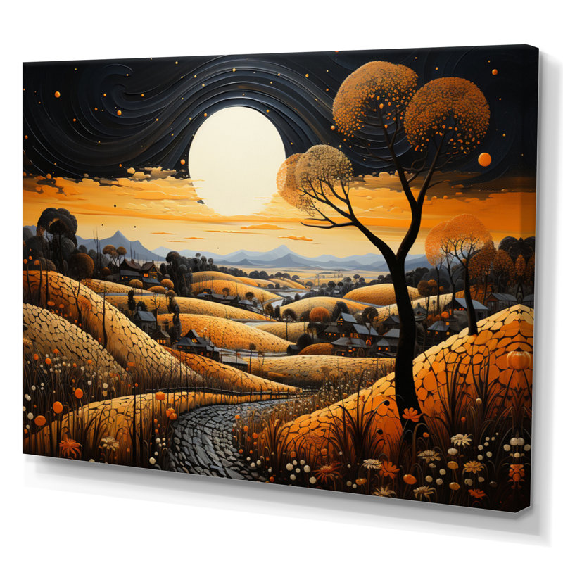Farm Golden Harvest Pointillism V, H 12 po x l 20 po x P 1 po, Toile tendue