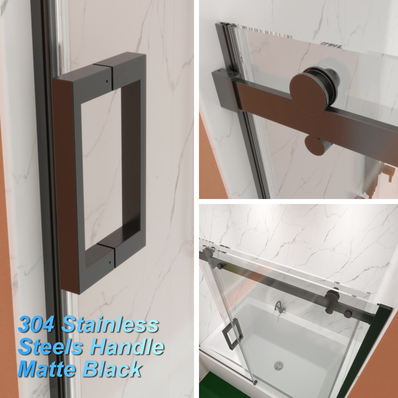 Porte de douche coulissante de qualité supérieure, l 60 po x H 58 po, largeur réglable 56 à 60 po, verre trempé 5/16 po
