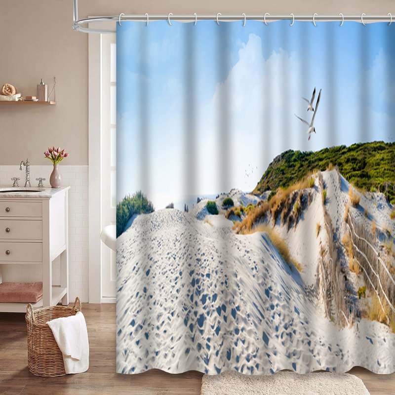 Rideau de douche avec 12 crochets Sea Coast Beach, L 72 po x l 72 po