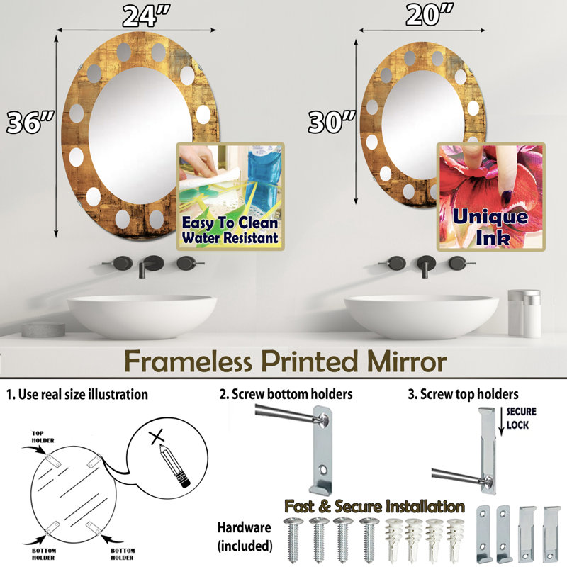 Miroir mural Pittstown, 36 po x 24 po