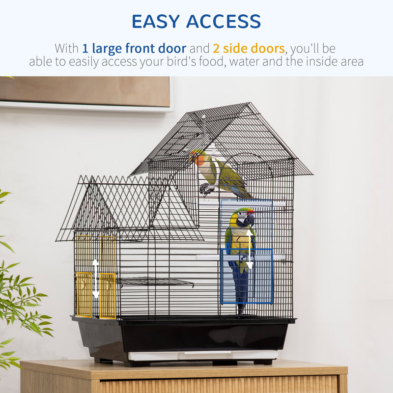 47cm Steel Pointed Top Table Top Bird Cage with Perch
