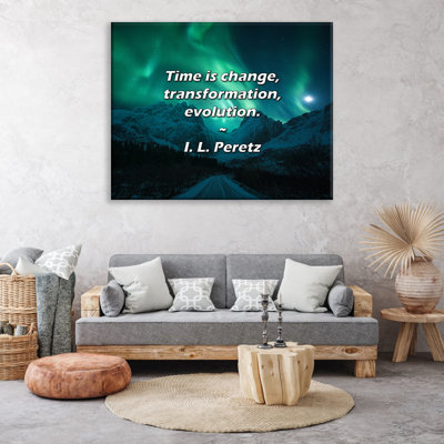Citation artistique «Le temps, c'est le changement, la transformation, l'évolution». Toile tendue par L. Peretz Gallery