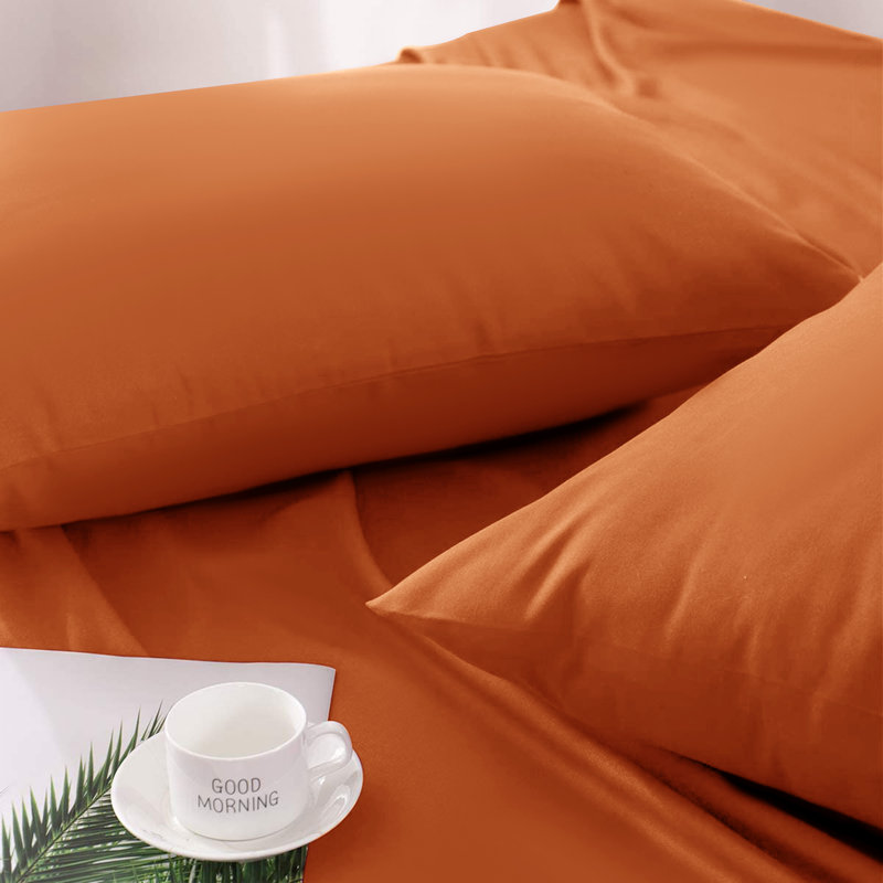 Jaramiah Super Soft Plain Microfiber PillowCase, Rust