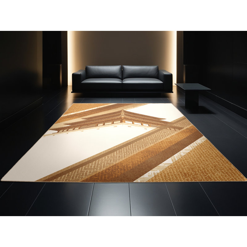 Soft Plush Garrett Seoul Gyeongbokgung Palace Classic Oriental Area Rug in Beige – Beige Binding, 2x5