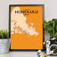 Honolulu City Map - No Frame Print-1372608089