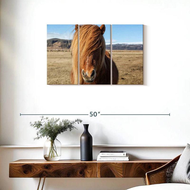 Brampt, chevaux islandais dans la campagne VII, H 20 po x l 33 po