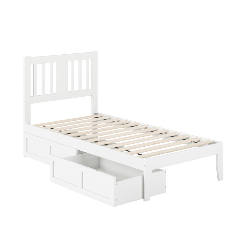 Zosia Solid Wood Slat Storage Bed, Twin, White