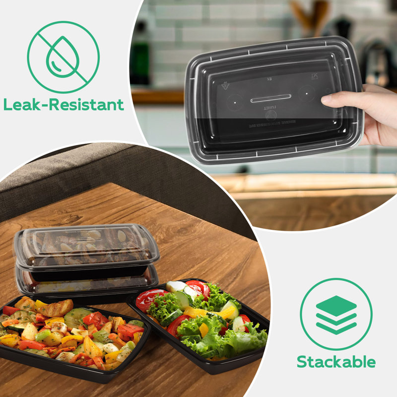 Disposable 28 oz Square Fast Food Containers - Pack of 50