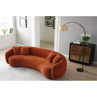 Modern Sofa102'' 5-Seater Boucle Sofa  Sectional Half Moon Leisure Couch Curved Sofa Teddy Fleece